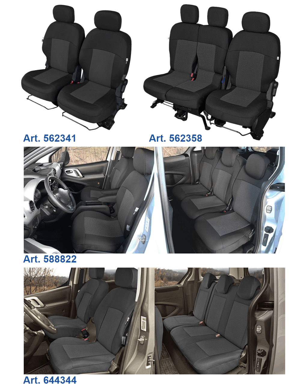 Passform Sitzbezge Citroen Berlingo II, Peugeot Partner II